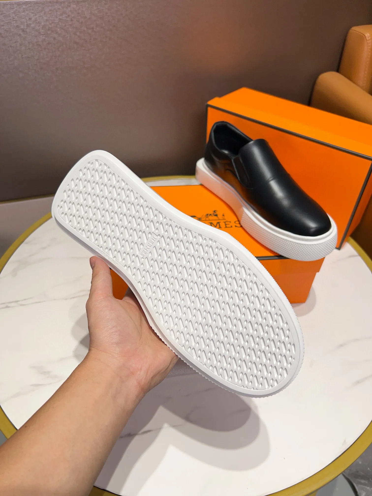 Factory price: 438💰[HERMES] Hermès - high-end quality original order 🔍🔍new product from men's counter uppers imported from Italy cowhide, sheepskin lining soles: original factory special soles, exclusive movable molded soles super comfortable, original factory follow-up goods - super high quality control·fine workmanship: highlighted (high-end·nobility·grade) -Size: 38-44 (45 can be customized)·